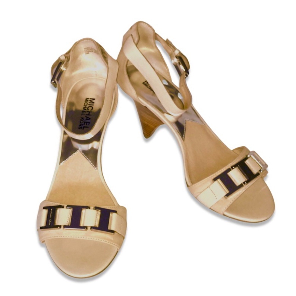 Michael Kors Cream High Heel Sandals with Ankle Strap